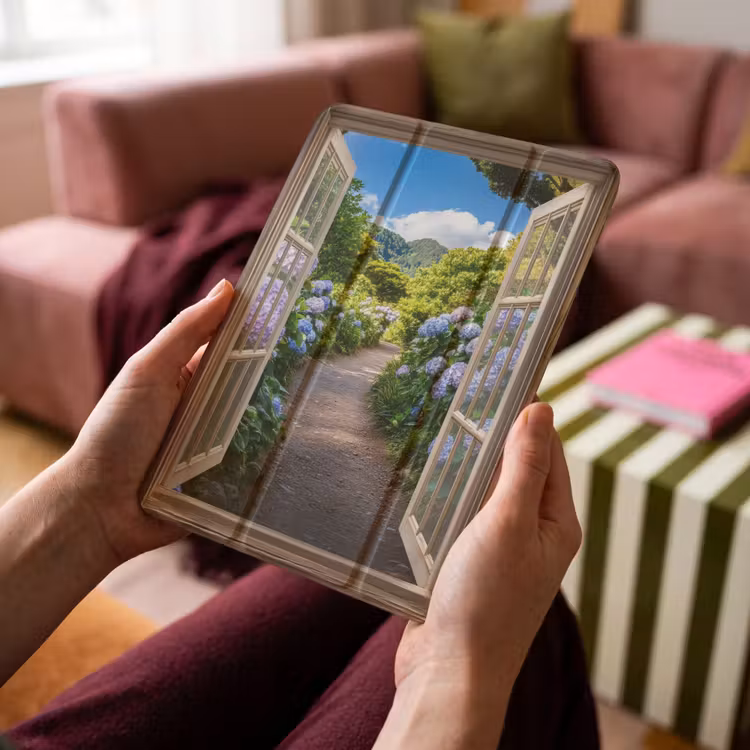 iPad-Hülle - Durchblick - Hortensie - Weg - Natur — 4