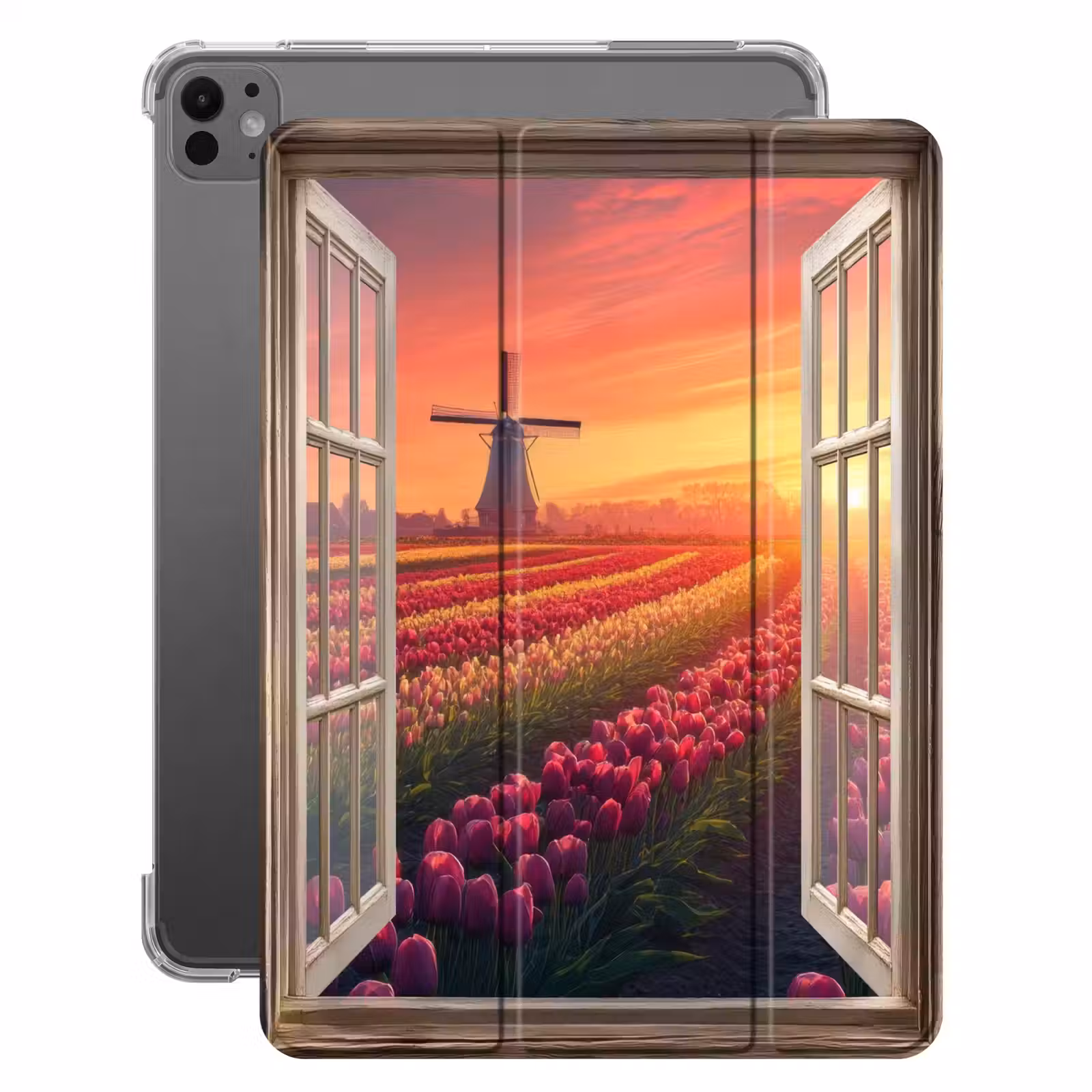 iPad-Hülle - Ausblick - Tulpen - Sonnenuntergang - Blumen - Bunt — 1