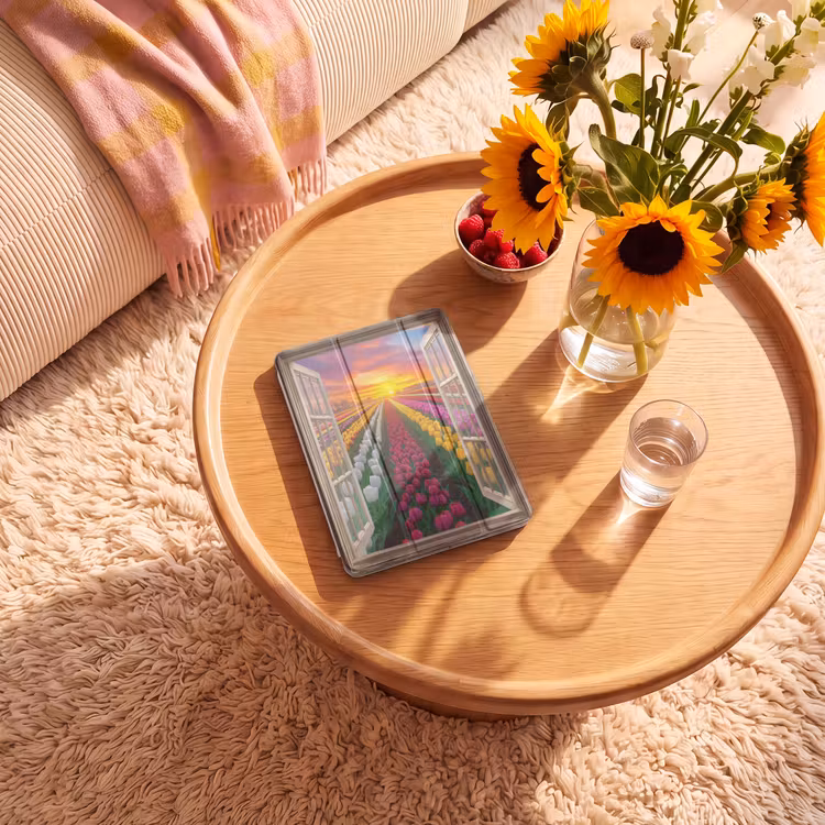 iPad-Hülle - Ausblick - Blumen - Tulpen - Bunt - Sonnenuntergang — 2