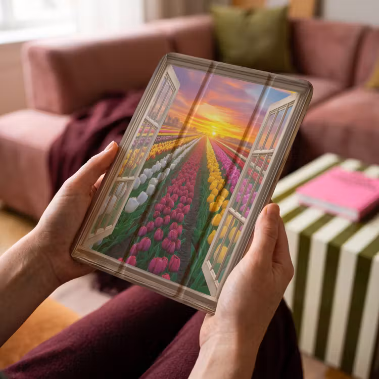 iPad-Hülle - Ausblick - Blumen - Tulpen - Bunt - Sonnenuntergang — 4
