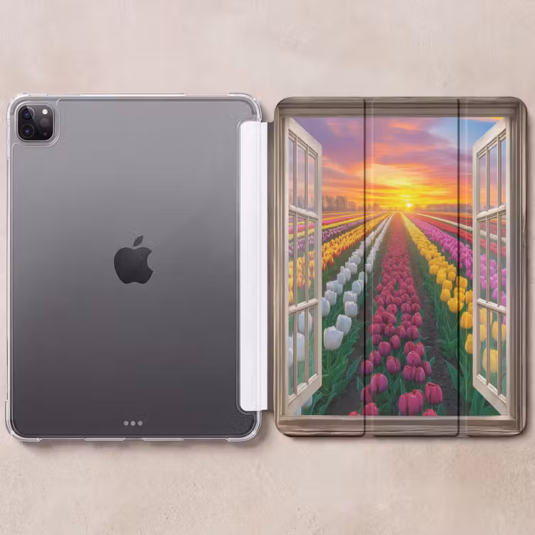 iPad-Hülle - Ausblick - Blumen - Tulpen - Bunt - Sonnenuntergang — 6