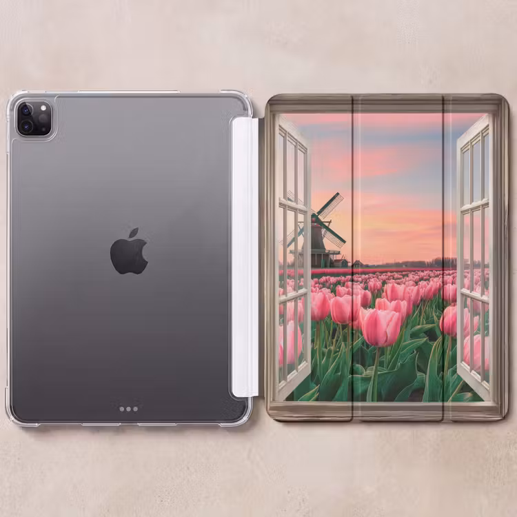 iPad-Hülle - Ausblick - Tulpen - Blumen - Mühle - Fenster — 6
