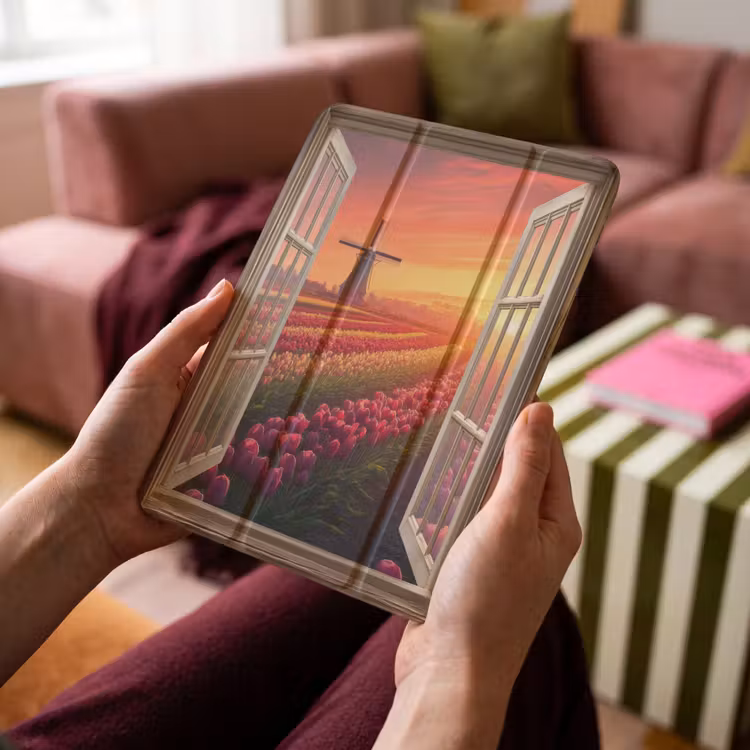 iPad-Hülle - Ausblick - Tulpen - Sonnenuntergang - Blumen - Bunt — 4
