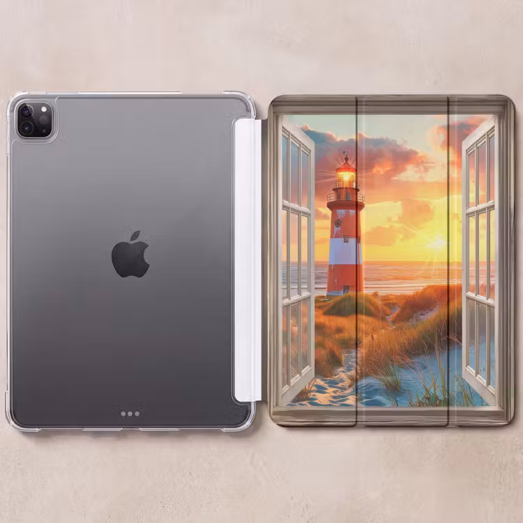 iPad-Hülle - Aussicht - Fenster - Leuchtturm - Sonnenuntergang - Strand — 6