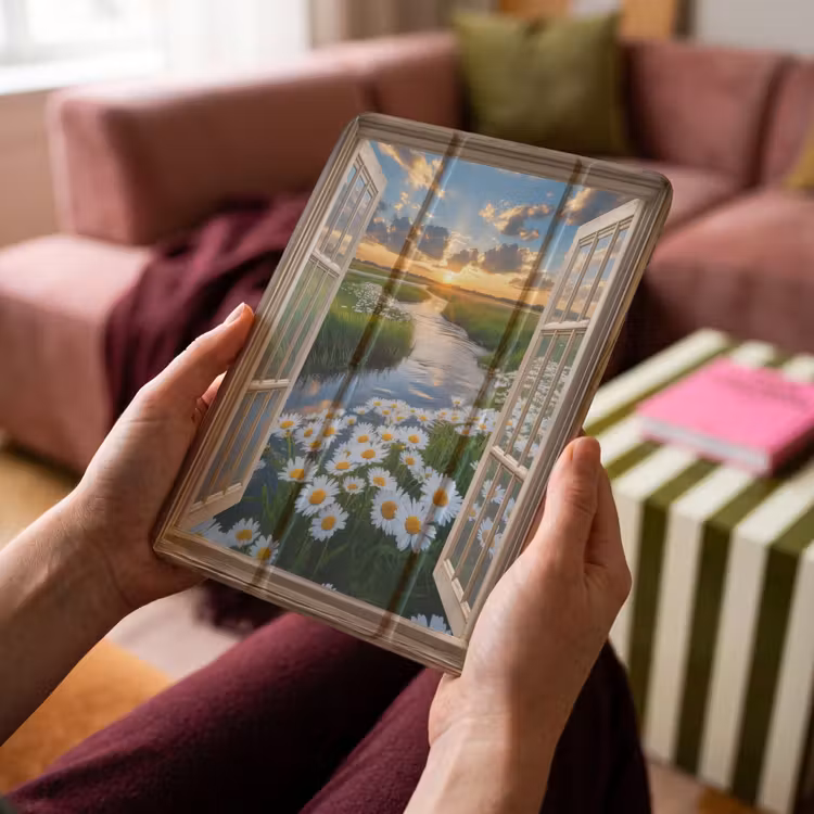 iPad-Hülle - Aussicht - Landschaft - Fenster - Wasser - Sonnenuntergang — 4