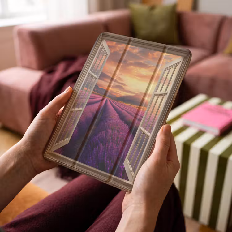 iPad-Hülle - Durchsichtig - Lavendel - Landschaft - Blumen - Lila — 4