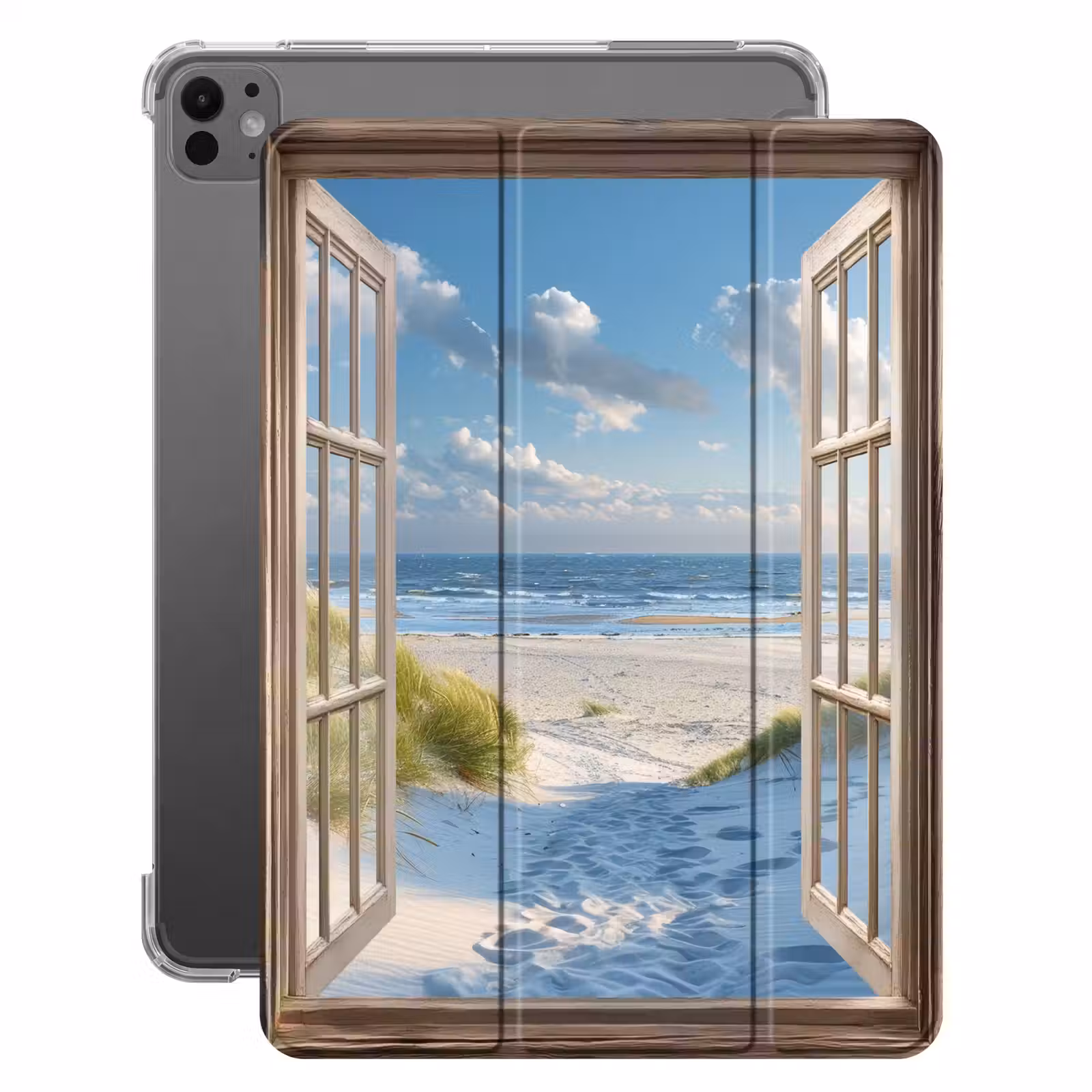 iPad-Hülle - Aussicht - Strand - Fenster - Dünen - Meer — 1