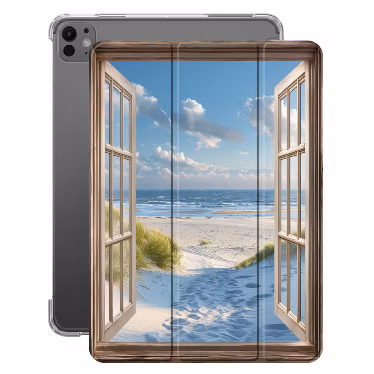 iPad-Hülle - Aussicht - Strand - Fenster - Dünen - Meer — 1
