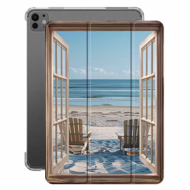 iPad-Hülle - Durchsichtig - Strandkörbe - Dünen - Meer - Natur — 1