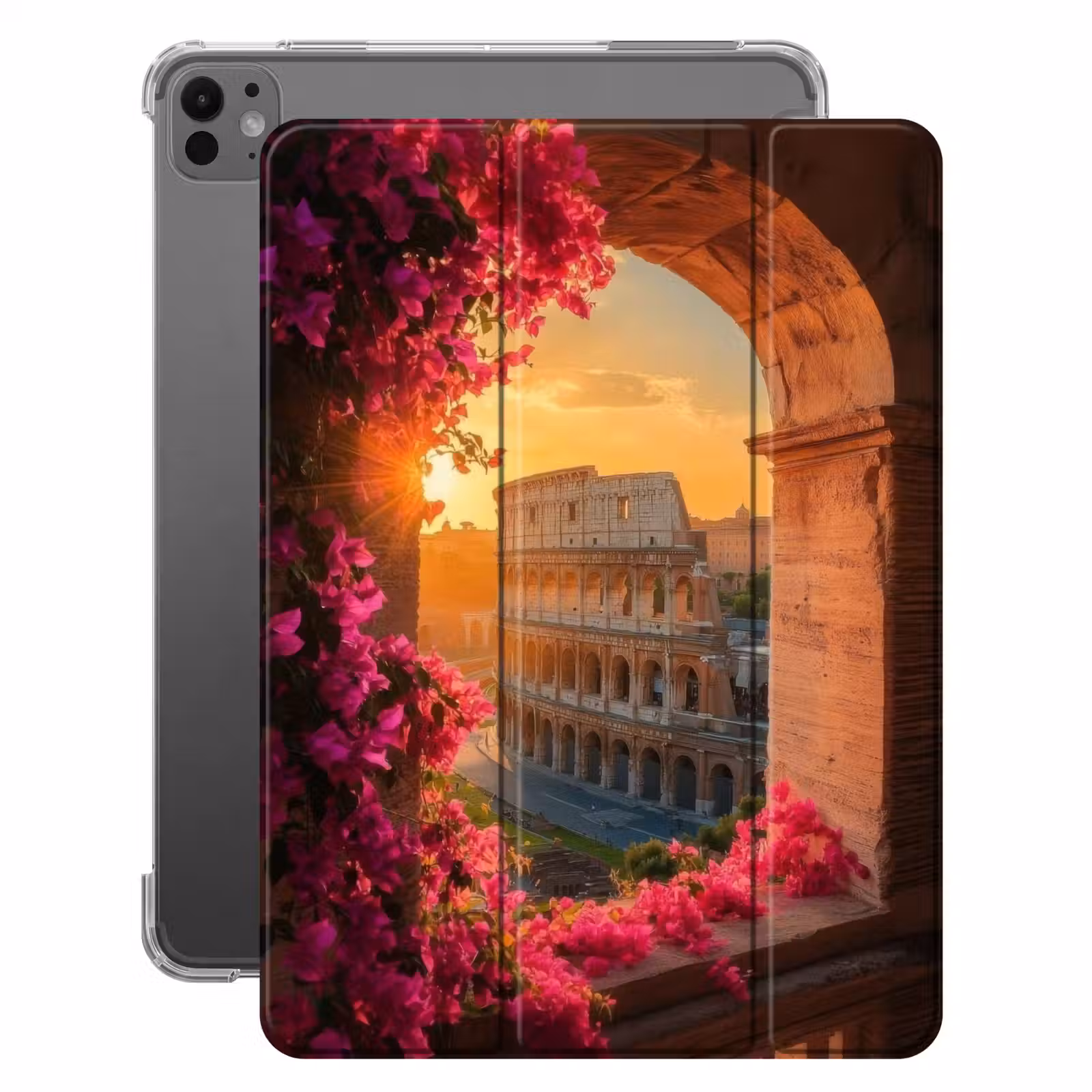 iPad-Hülle - Kolosseum - Rom - Rosa Blumen — 1