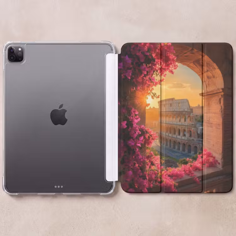 iPad-Hülle - Kolosseum - Rom - Rosa Blumen — 6