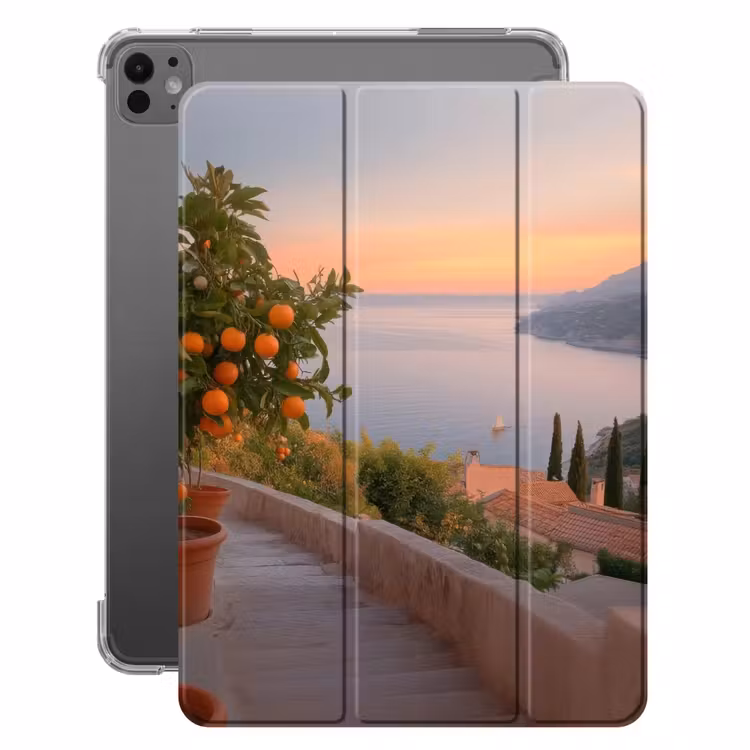 iPad-Hülle - Mittelmeer - Orange - Hügel - Meer — 1