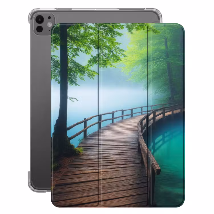 iPad-Hülle - Brücke - Wasser - Fluss - Wald — 1