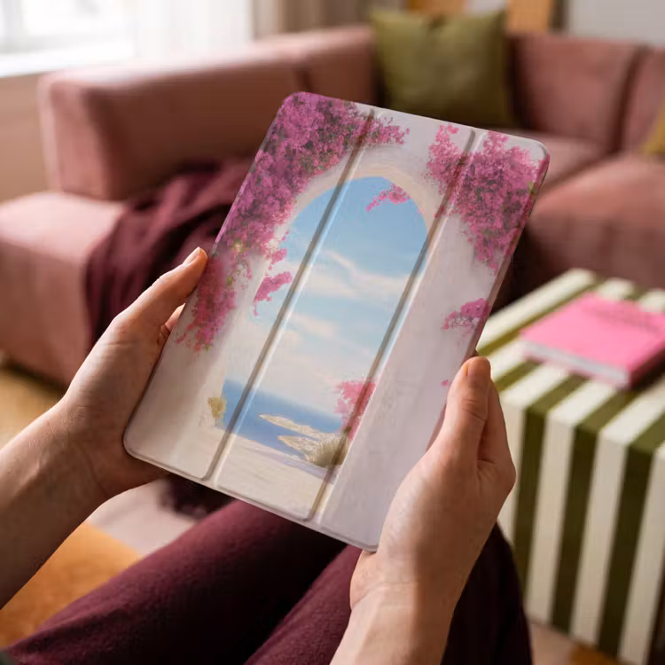 iPad-Hülle - Meer - Rosa - Blumen - Tor — 4