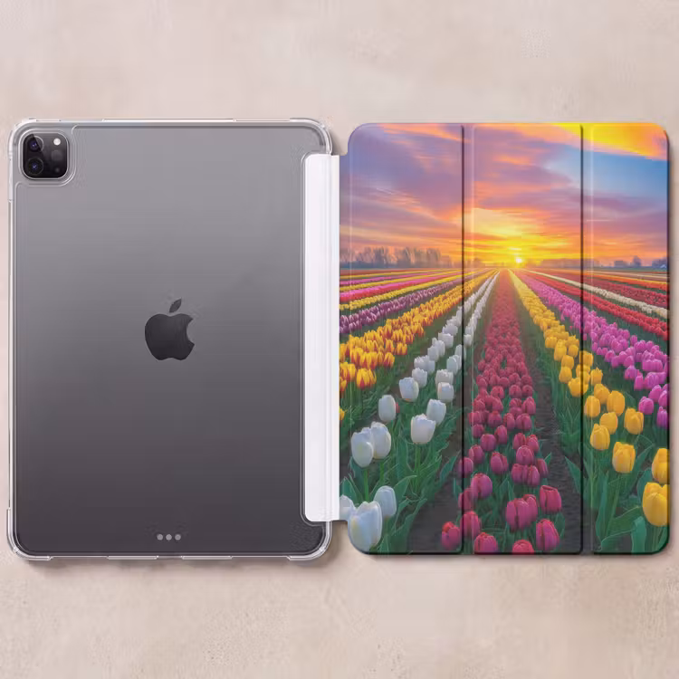 iPad-Hülle - Tulpenfeld - Sonnenuntergang - Farbenfroh — 6