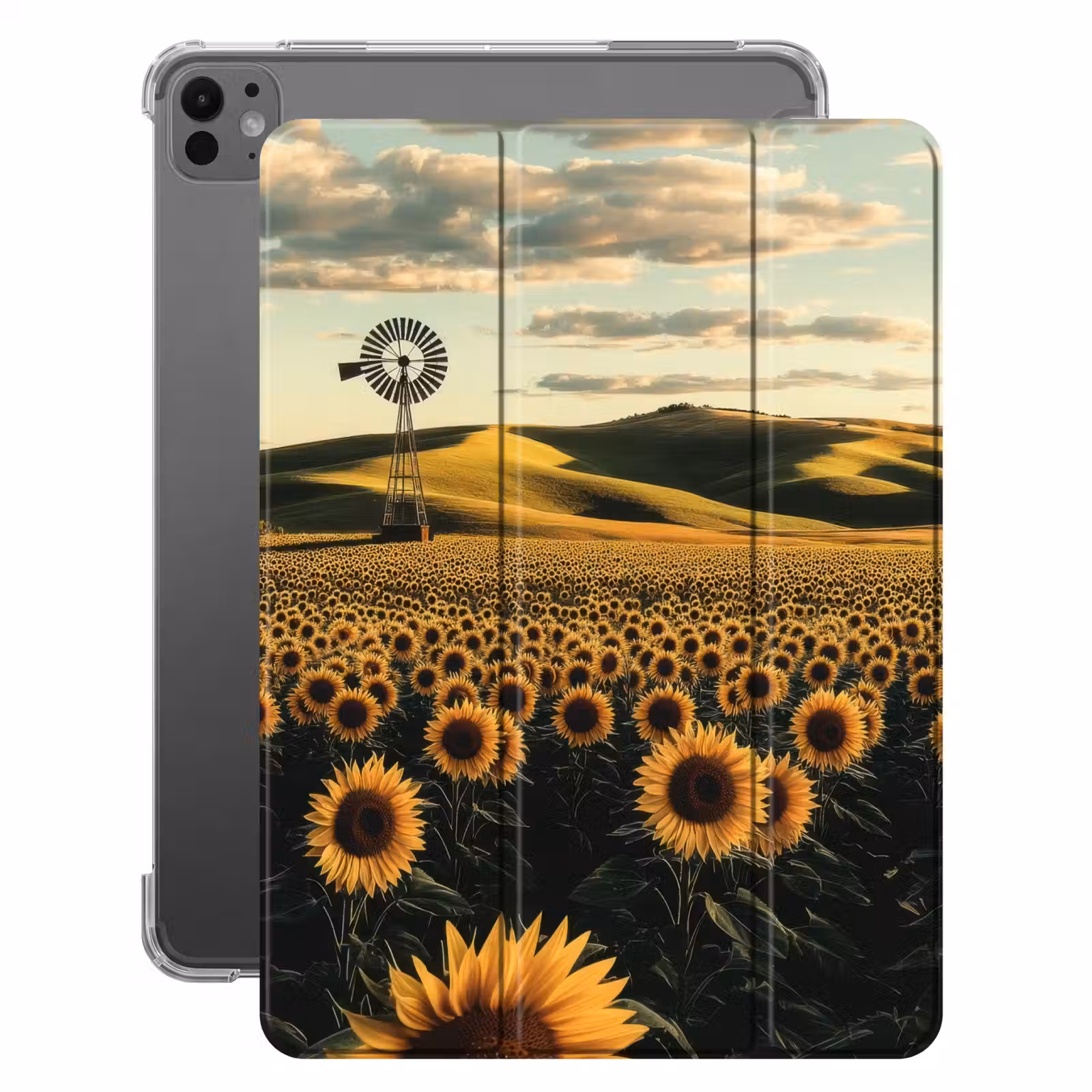 iPad-Hülle - Sonnenblume - Feld - Windmühle — 1