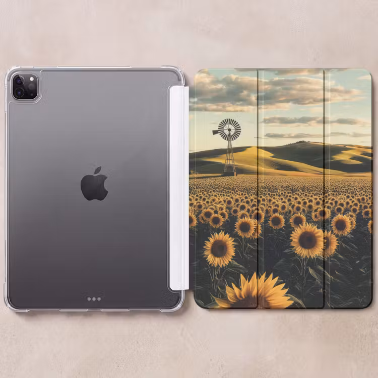 iPad-Hülle - Sonnenblume - Feld - Windmühle — 6
