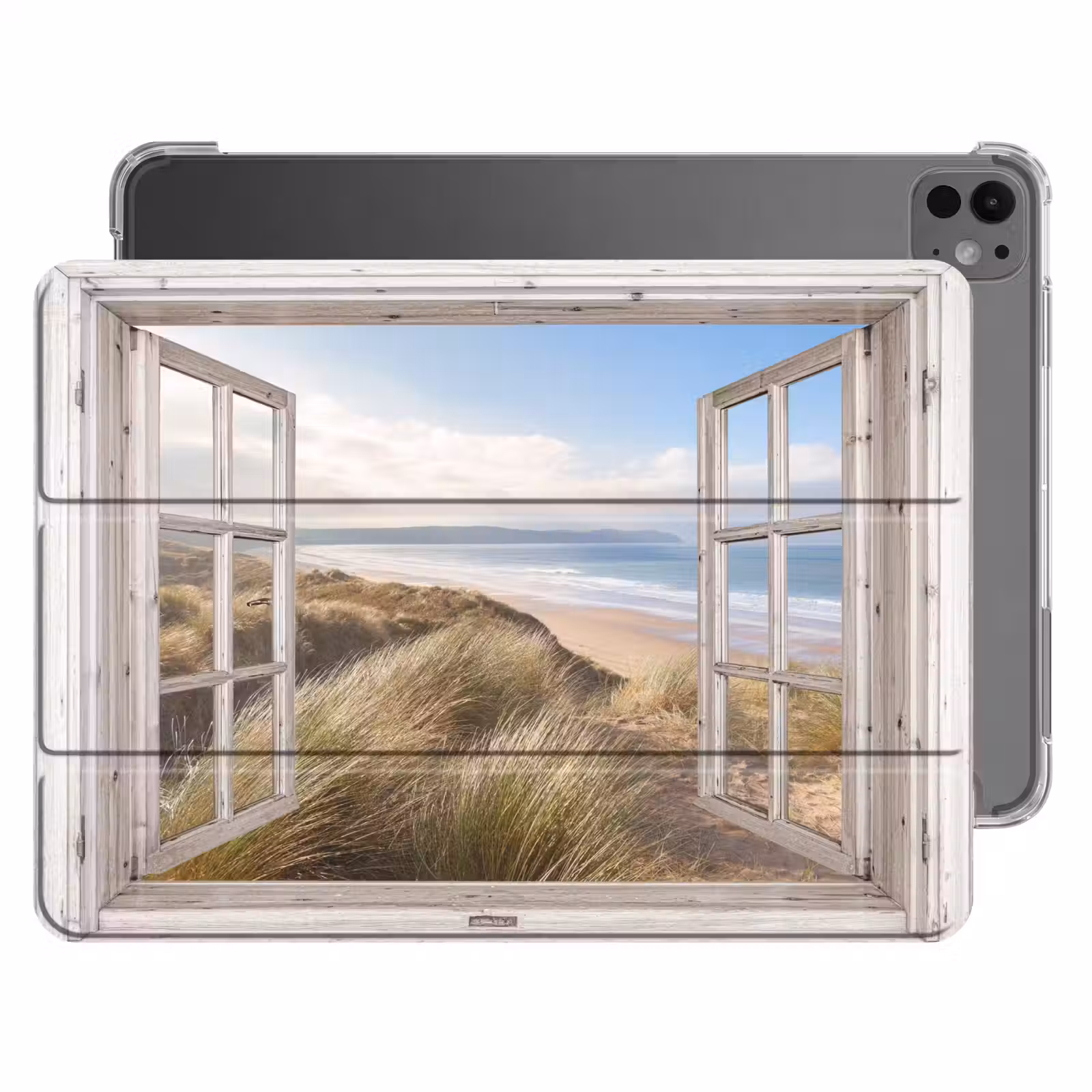 iPad-Hülle - Durchblick - Strand - Meer - Dünen - Strandgras - Sand - Blau — 1