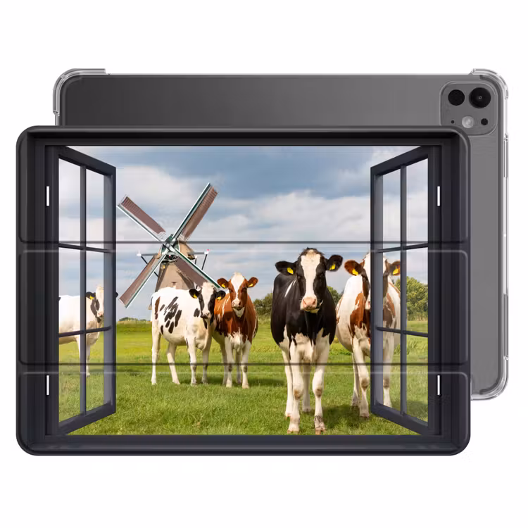 iPad-Hülle - Aussicht - Kuh - Mühle - Kühe - Wiese - Gras - Grün — 1