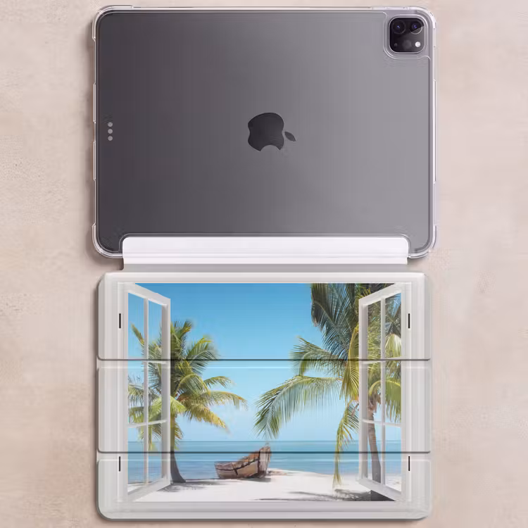 iPad-Hülle - Aussicht - Strand - Palme - Boot - Tropisch - Meer - Blau — 6