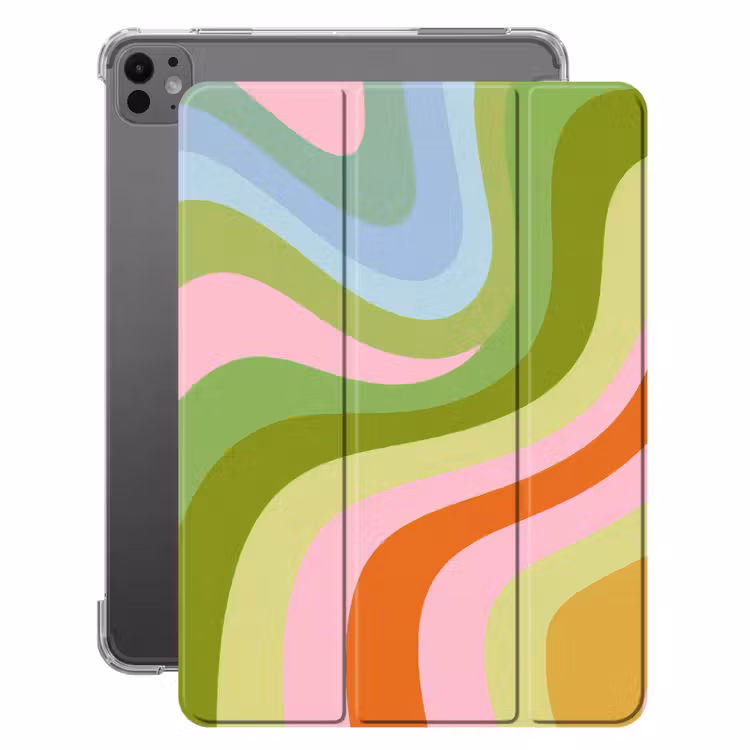 iPad-Hülle - Linien - Pastelltöne - Wellenförmig — 1