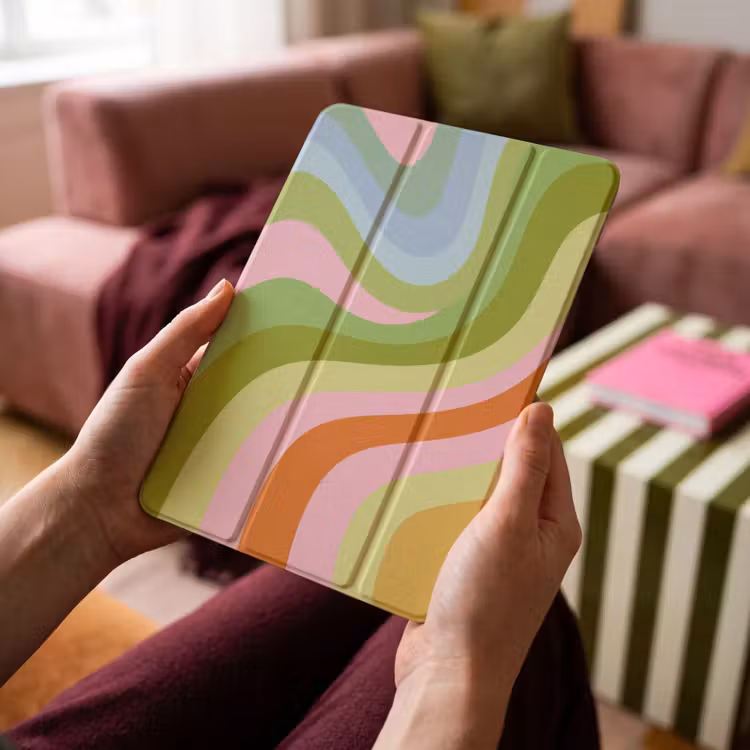 iPad-Hülle - Linien - Pastelltöne - Wellenförmig — 4