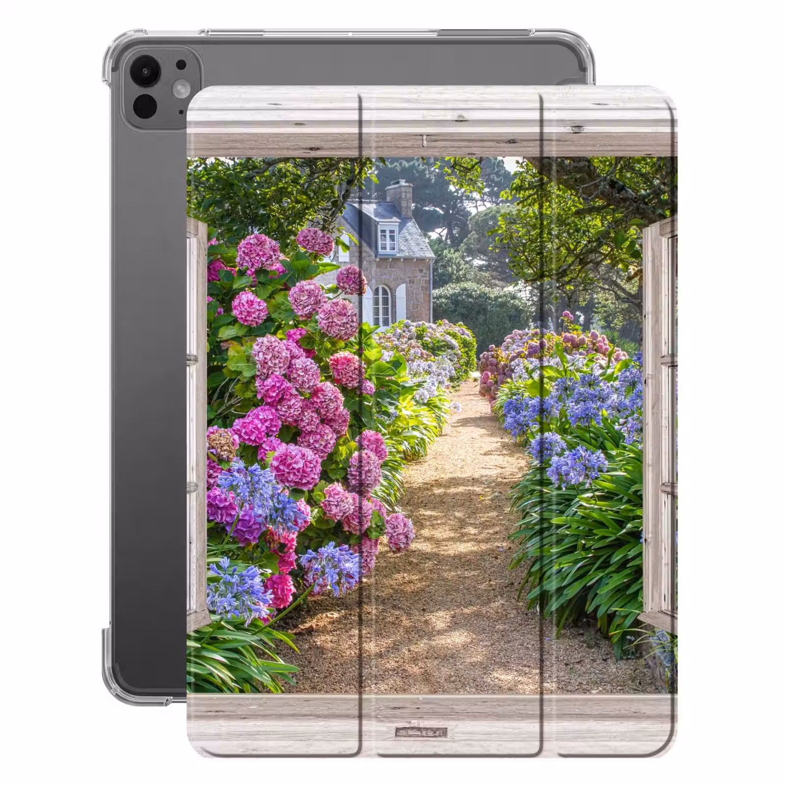 iPad-Hülle - Hortensie - Durchsichtig - Blumen - Sommer - Lila - Weg — 1