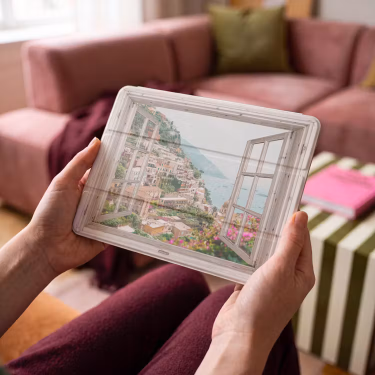 iPad-Hülle - Ausblick - Italien - Blumen - Meer - Küste - Stadt - Berge — 4