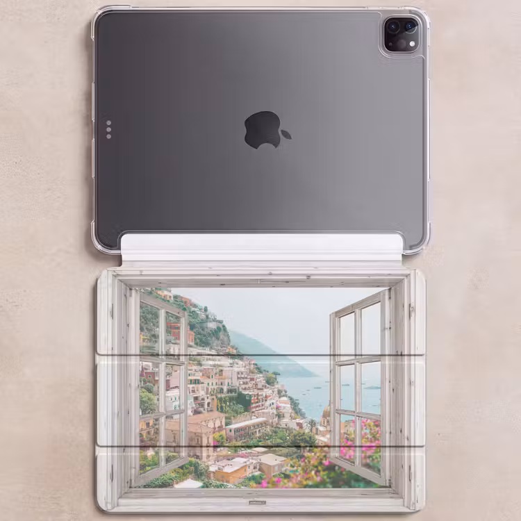 iPad-Hülle - Ausblick - Italien - Blumen - Meer - Küste - Stadt - Berge — 6