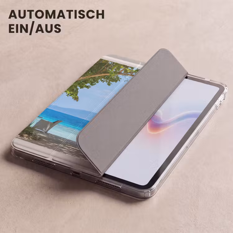 iPad-Hülle - Aussicht - Baum - Meer - Palme - Hügel - Strand - Blau — 5