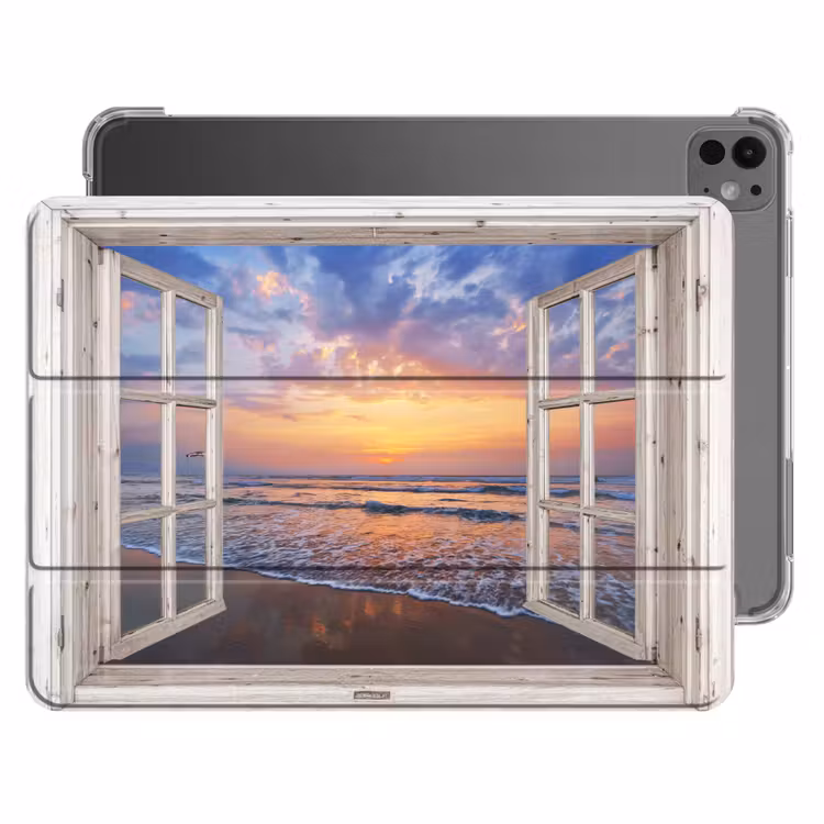 iPad-Hülle - Aussicht - Meer - Strand - Sonnenuntergang - Blau — 1