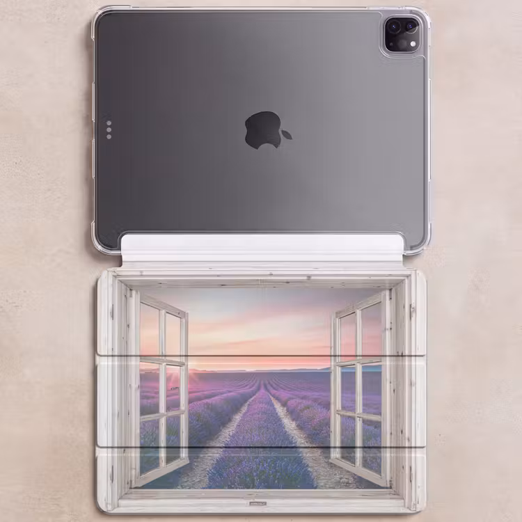 iPad-Hülle - Durchsichtig - Lavendel - Blumen - Holz - Sonnenuntergang - Lila — 6
