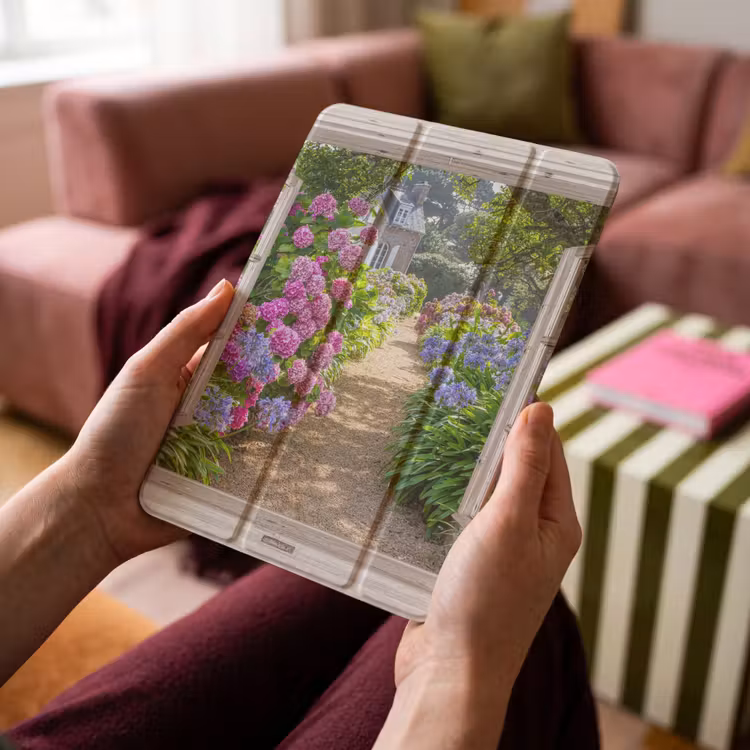 iPad-Hülle - Hortensie - Durchsichtig - Blumen - Sommer - Lila - Weg — 4