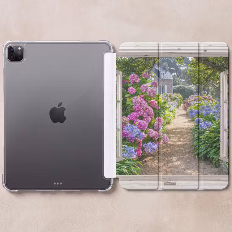iPad-Hülle - Hortensie - Durchsichtig - Blumen - Sommer - Lila - Weg — 6