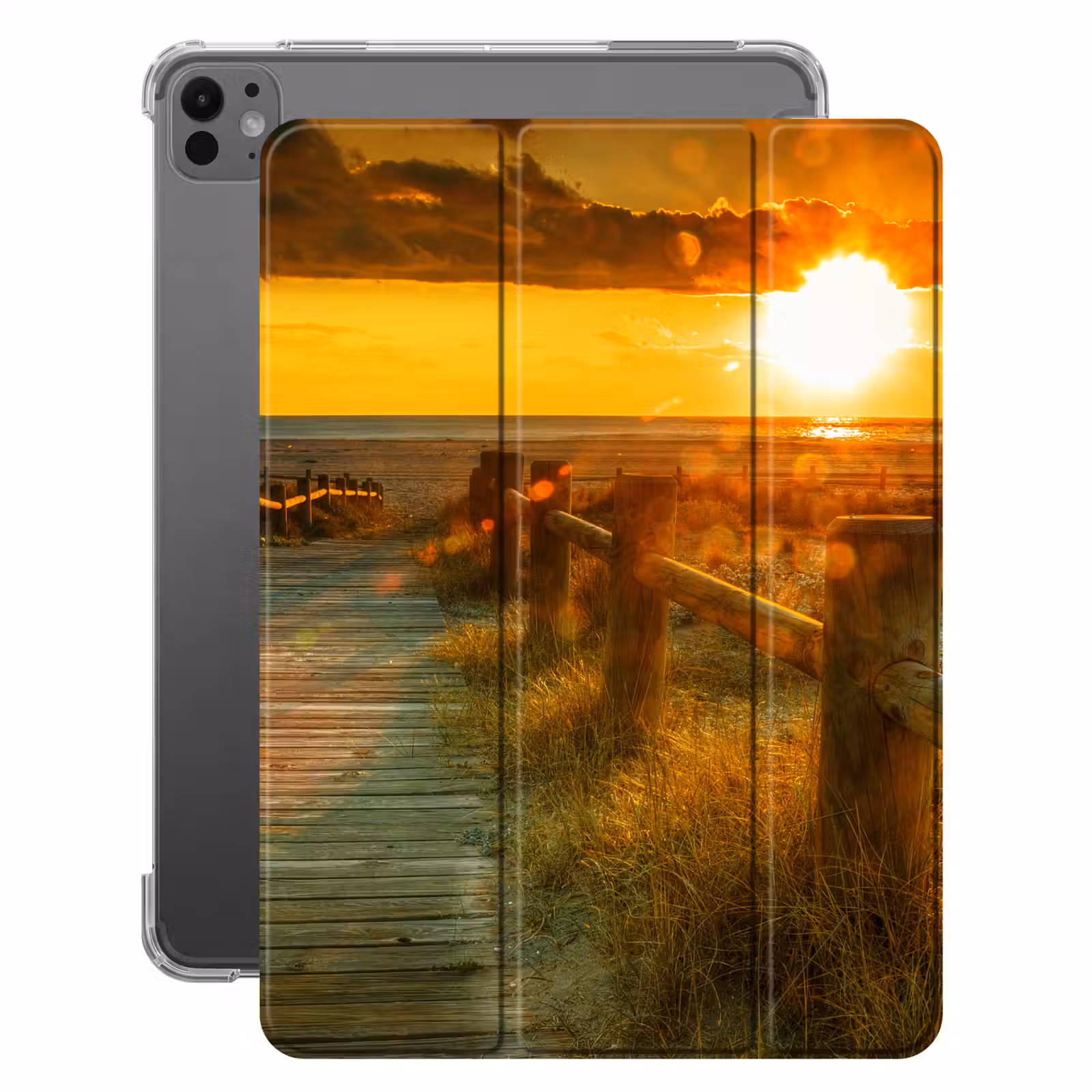 iPad-Hülle - Sonne - Strand - Düne - Horizont - Gras - Weg - Orange — 1