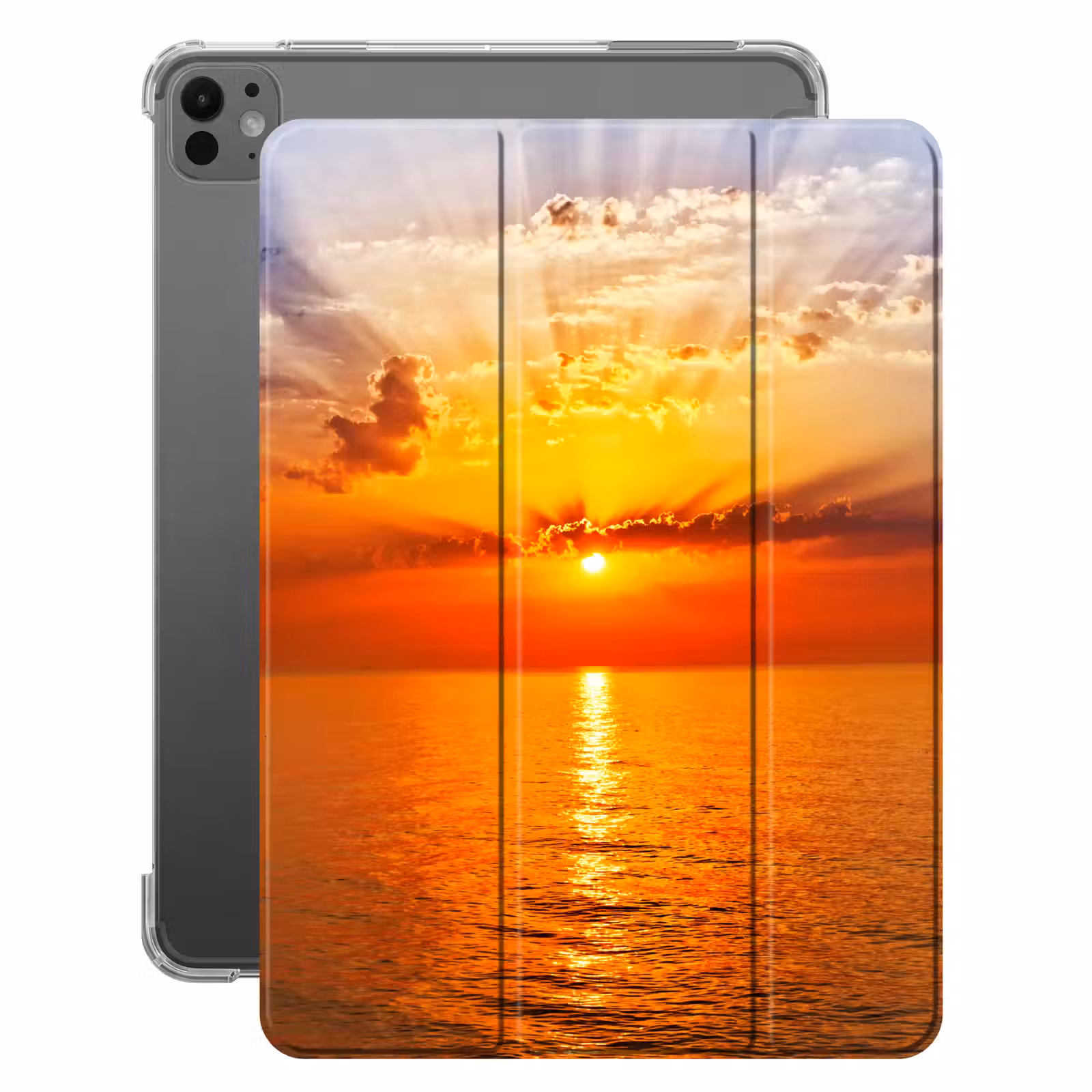 iPad-Hülle - Sonnenuntergang - Meer - Himmel - Orange - Horizont - Wasser — 1