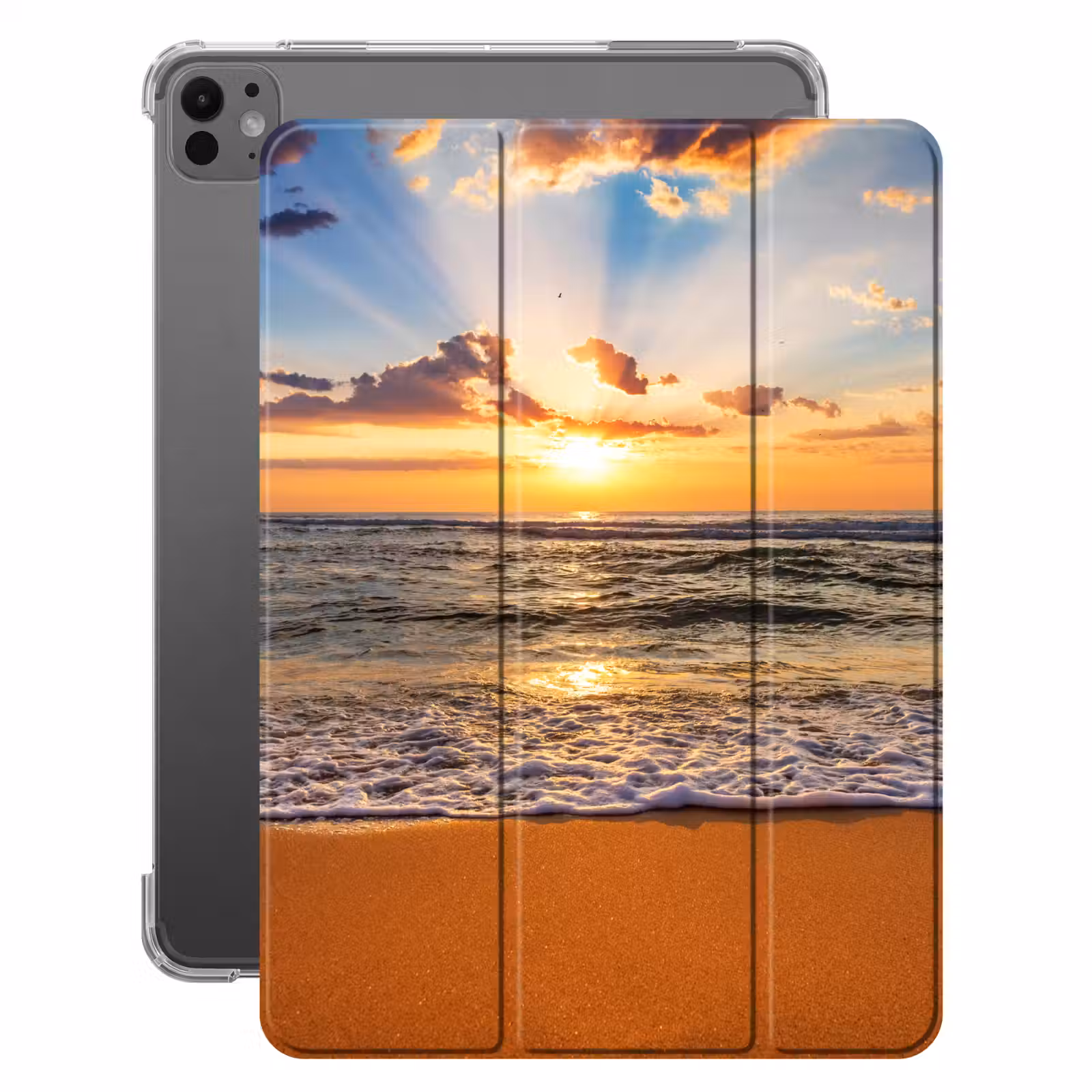 iPad-Hülle - Strand - Sonnenuntergang - Meer - Wolken - Horizont — 1