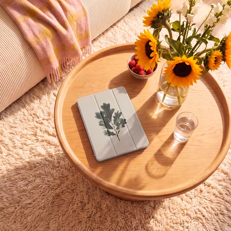 iPad-Hülle - Eichenblätter - Beige - Grün - Gewellte Ränder — 2