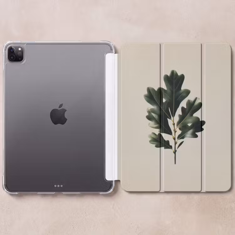 iPad-Hülle - Eichenblätter - Beige - Grün - Gewellte Ränder — 6