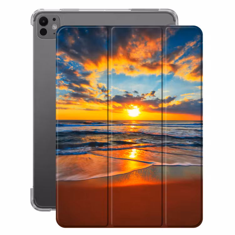 iPad-Hülle - Meer - Sonnenuntergang - Strand - Wolken - Orange — 1