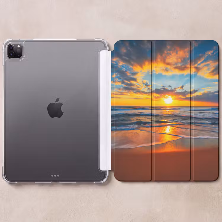 iPad-Hülle - Meer - Sonnenuntergang - Strand - Wolken - Orange — 6