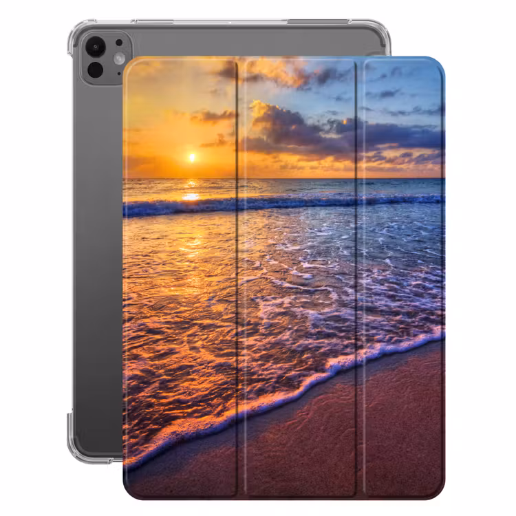 iPad-Hülle - Meer - Strand - Sonnenuntergang - Wolken - Horizont — 1
