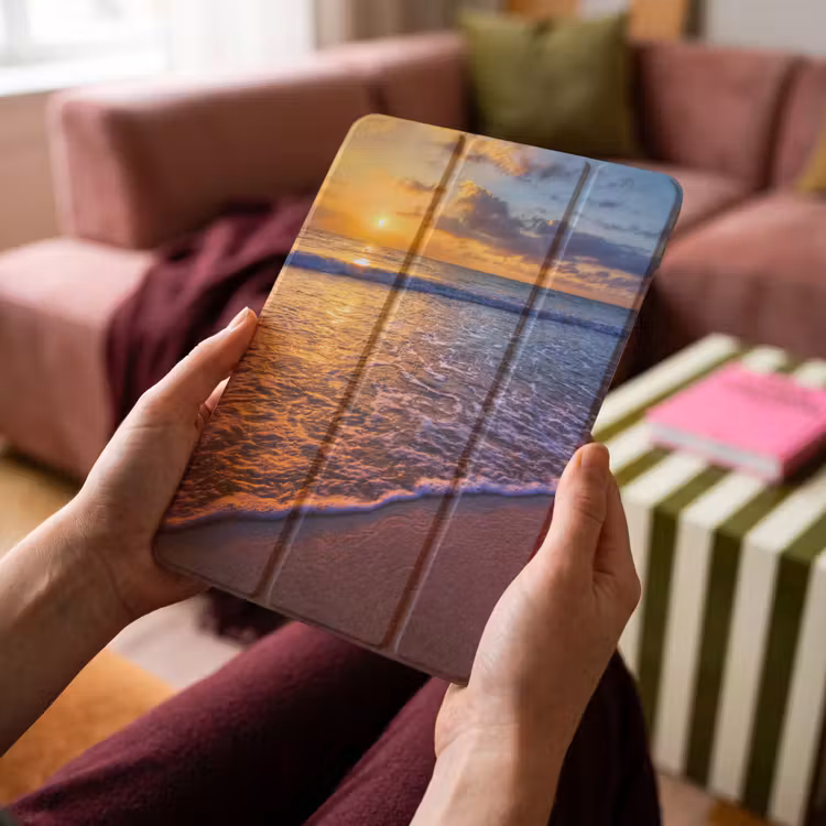 iPad-Hülle - Meer - Strand - Sonnenuntergang - Wolken - Horizont — 4