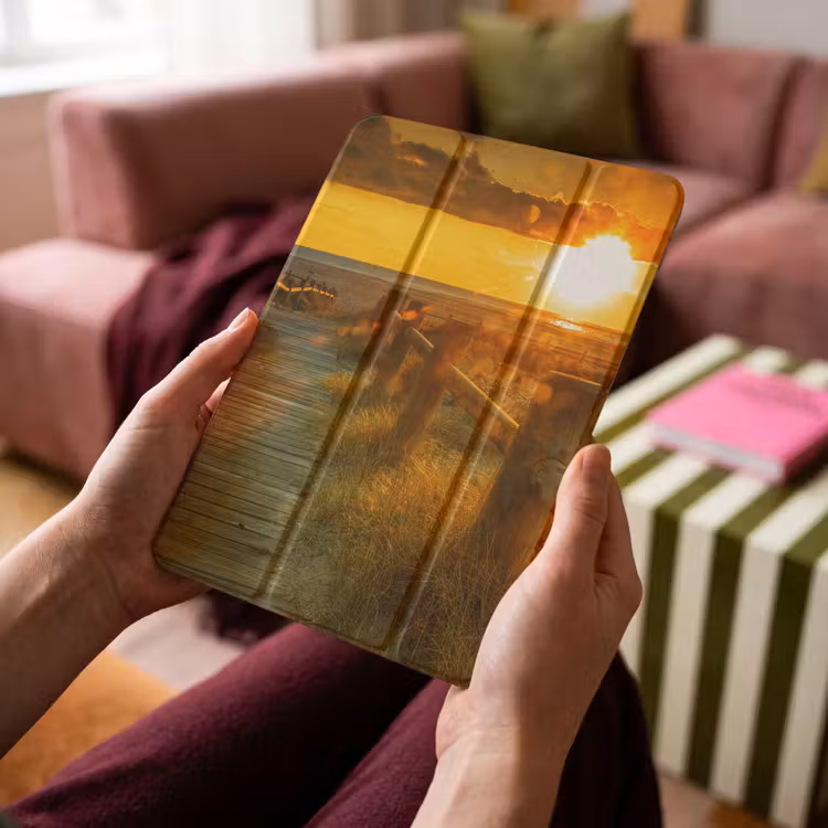 iPad-Hülle - Sonne - Strand - Düne - Horizont - Gras - Weg - Orange — 4