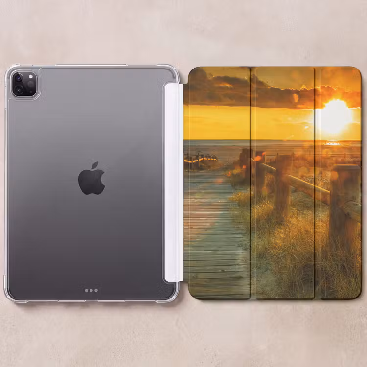 iPad-Hülle - Sonne - Strand - Düne - Horizont - Gras - Weg - Orange — 6