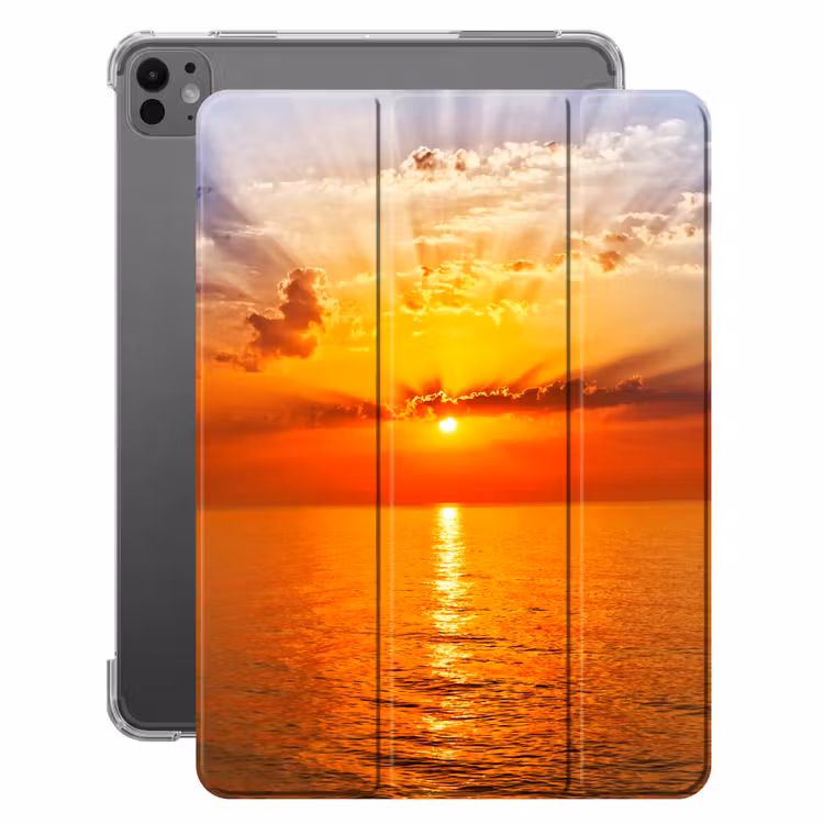 iPad-Hülle - Sonnenuntergang - Meer - Himmel - Orange - Horizont - Wasser — 1