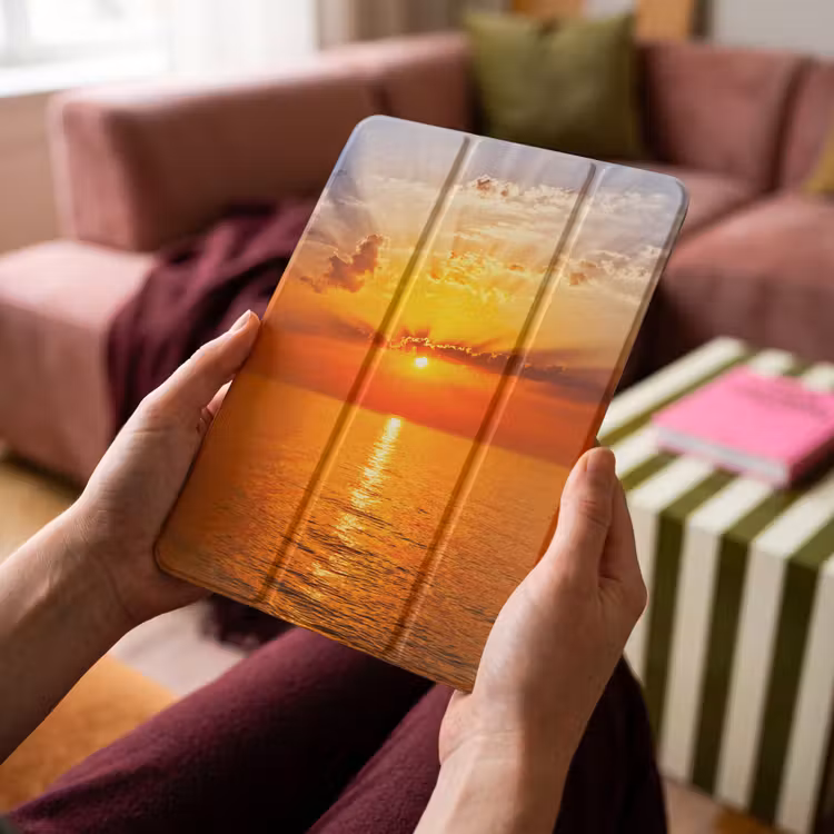 iPad-Hülle - Sonnenuntergang - Meer - Himmel - Orange - Horizont - Wasser — 4