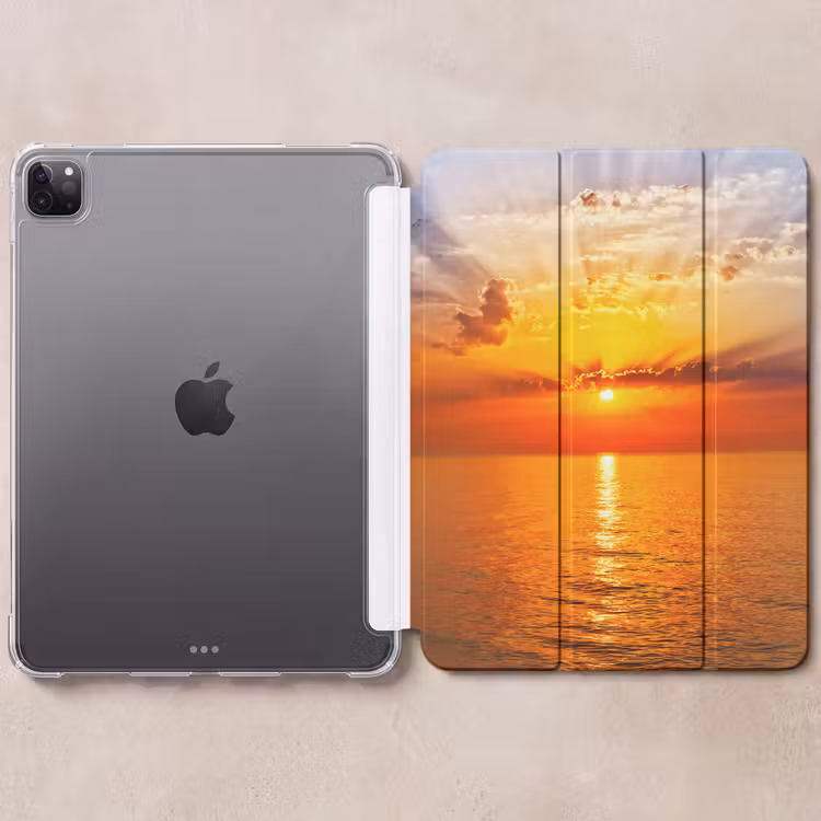 iPad-Hülle - Sonnenuntergang - Meer - Himmel - Orange - Horizont - Wasser — 6