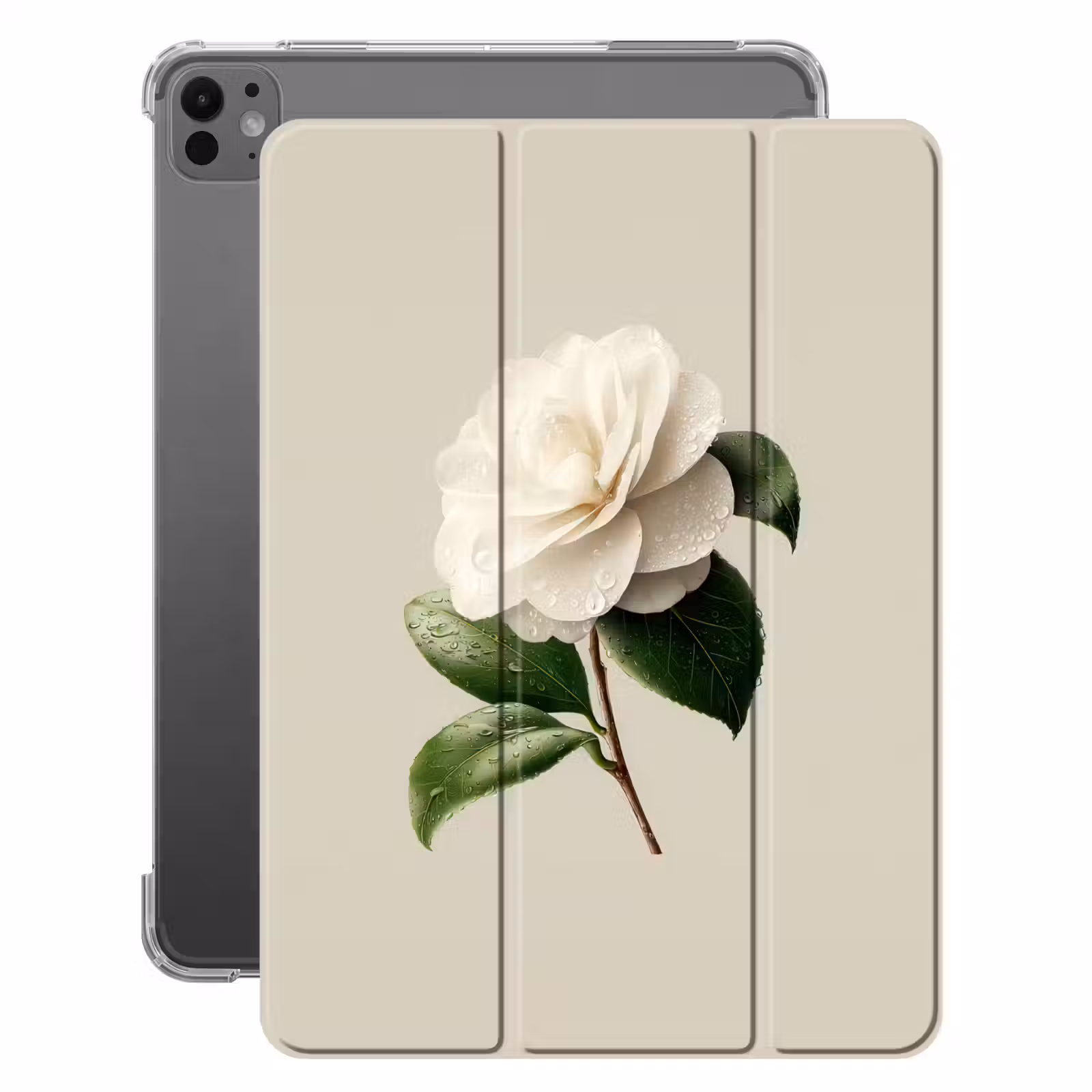 iPad-Hülle - Kamelienblüte - Weiß - Grün — 1