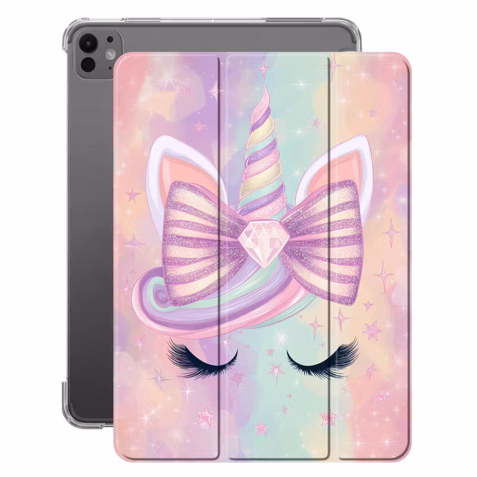 iPad-Hülle - Einhorn - Glitzer - Regenbogen - Pastell — 1